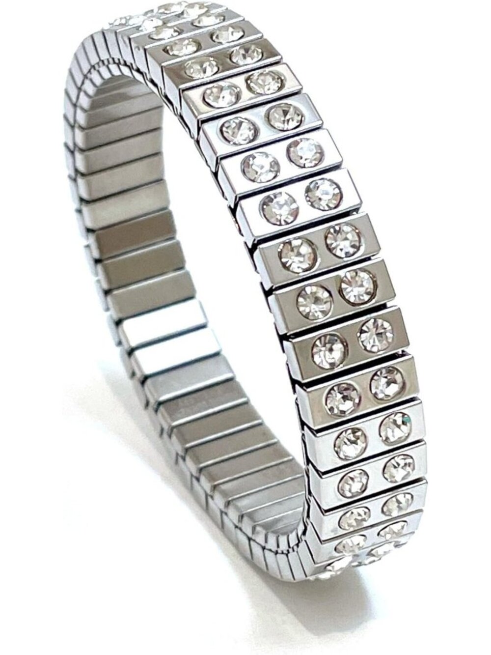 Handmade Silver Diamond Bangle Bracelet with 96 Austrian Crystals - Perfect Gift